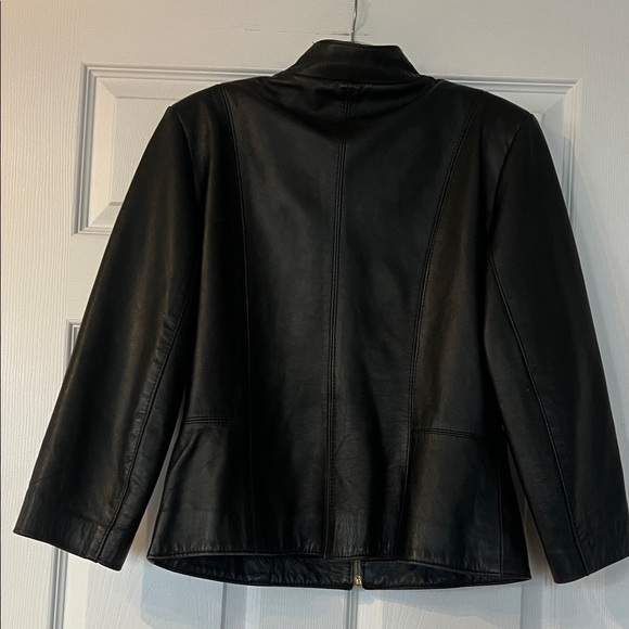 Classic Black Leather Zip Jacket for Women - Picture 3 of 3